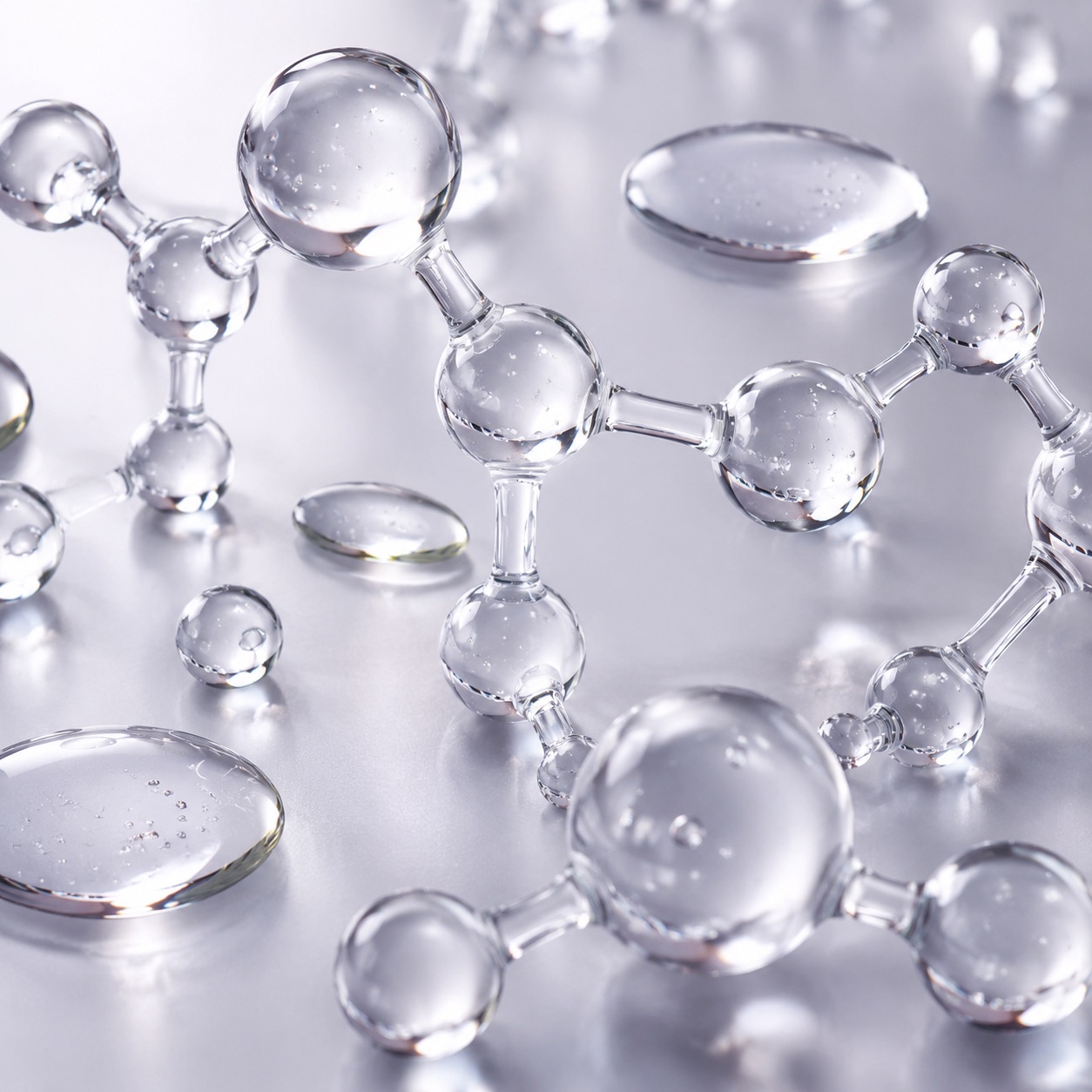 Clear niacinamide molecule bubbles